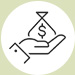an icon of a hand holding a sack of money